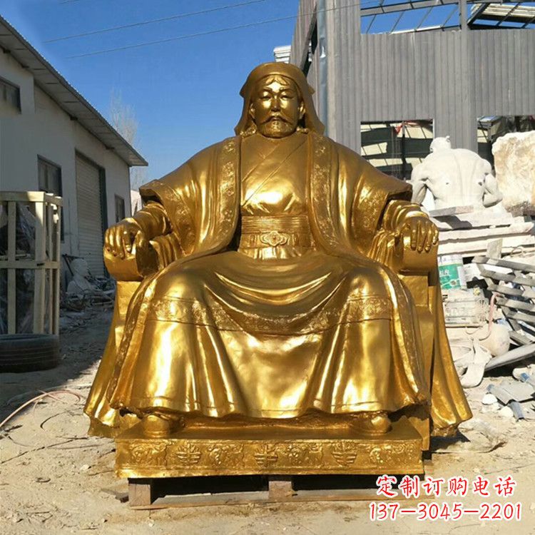 内江鎏金成吉思汗铜雕-中国历史伟人古代著名人物雕像
