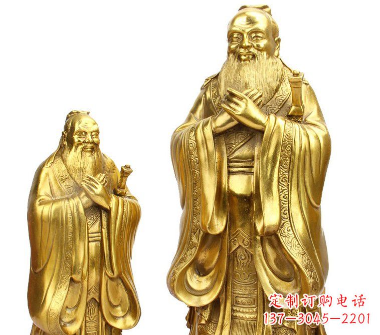 内江鎏金质感精美孔子铜雕像
