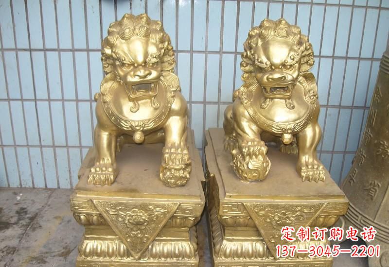 内江北京狮子雕塑,高雅典雅的手工鎏金铜制品