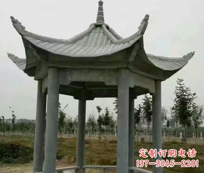 内江六角石雕凉亭 (3)