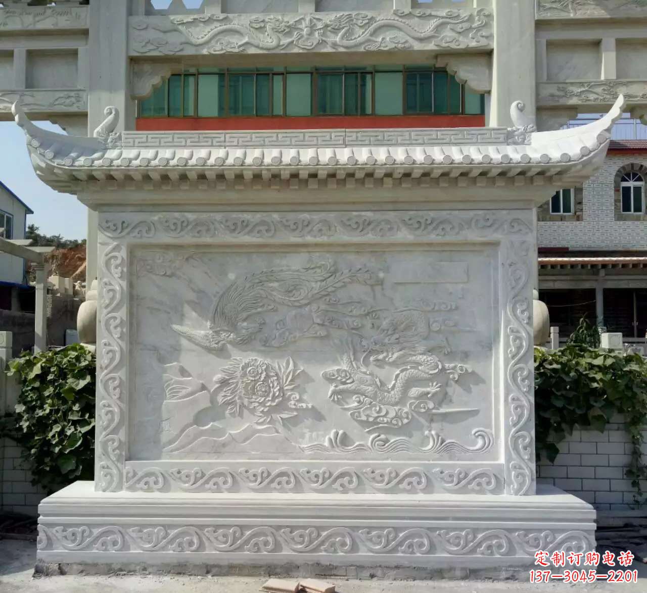 内江墙面影壁石雕,让龙凤陪您共度美好!