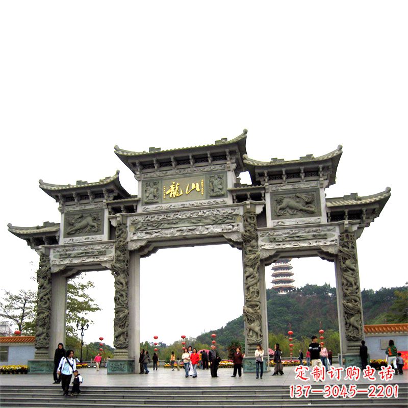内江龙山景区大型石头雕塑牌楼,定制之选