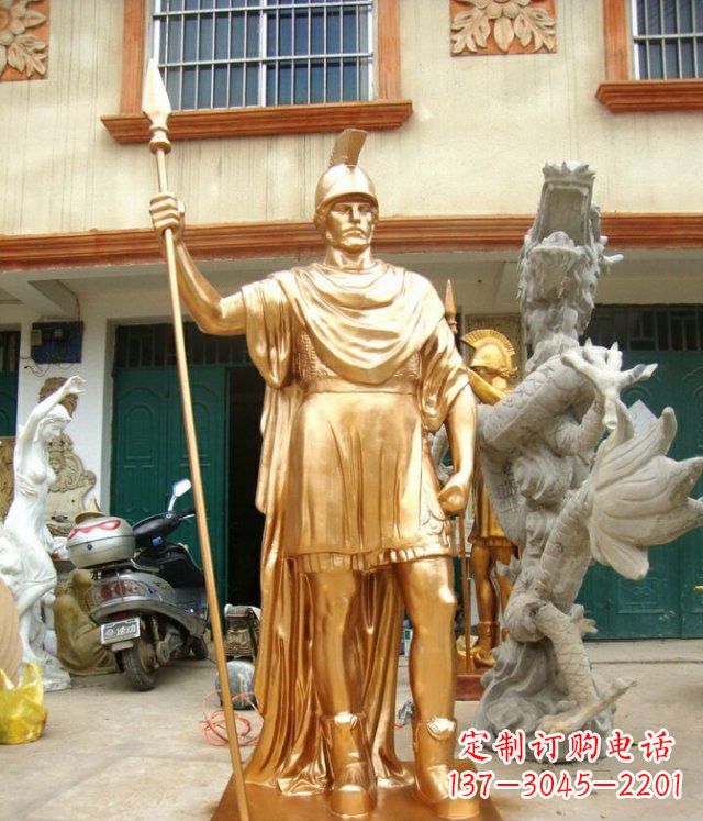 内江罗马勇士玻璃钢仿铜马雕塑