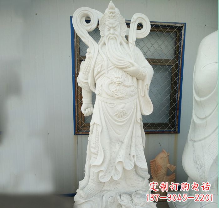 内江手工汉白玉关公雕塑