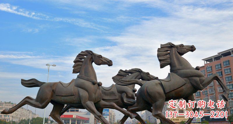 内江马广场动物铜雕塑,精致细腻魅力无穷