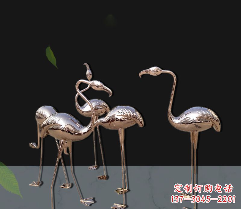 内江玫瑰金不锈钢火烈鸟雕塑,艺术品的魅力