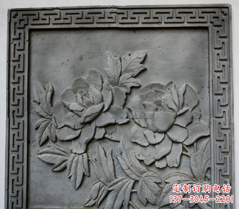 内江牡丹青石浮雕雕塑-精美的永久装饰
