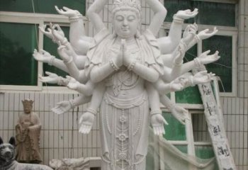 内江汉白玉千手观音雕塑，精致细腻，深具宗教意义