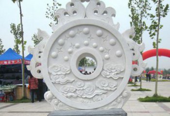 内江精雕细琢汉白玉双龙石门墩雕塑