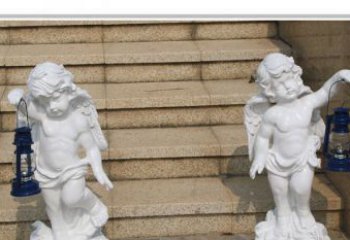 内江领雕塑-汉白玉小天使公园西方人物路灯石雕