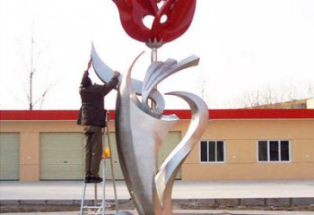 内江户外大型不锈钢雕塑玫瑰花