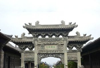 内江特色街道三门石雕牌楼雕塑
