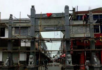内江中领雕塑-精美街道三门石雕牌楼