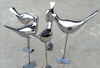 内江全新设计，优雅帅气的不锈钢鸽子草坪雕塑
