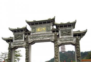 内江龙山景区大型石头雕塑牌楼，定制之选