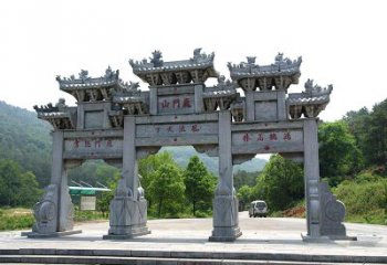 内江鹿门山景区仿古石雕牌楼雕塑-让你亲近历史