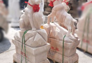 内江卯兔·晚霞红12生肖石雕兔雕塑