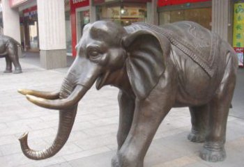 内江祥和如意的铜制大象雕塑