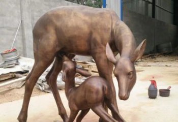内江母子鹿公园动物铜雕——精美绝伦