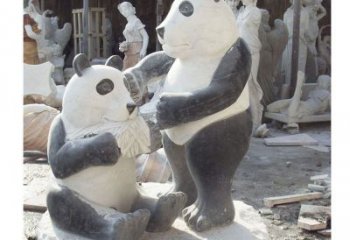 内江母子熊猫石雕，传达真挚的亲情