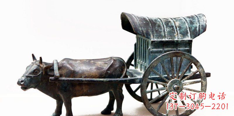 内江定制牛车景观铜雕塑