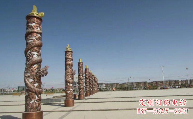 内江中领雕塑|专业定制盘龙柱广场柱子铜雕