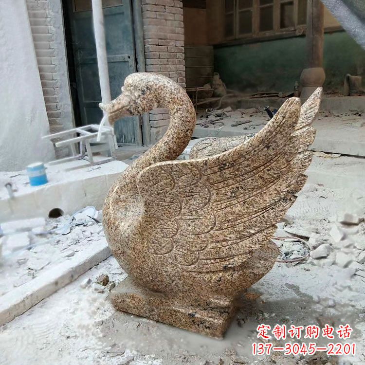 内江应用天鹅花岗岩制作的喷水雕塑