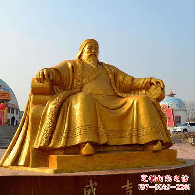 内江雕刻古代传奇军事家成吉思汗铜雕像