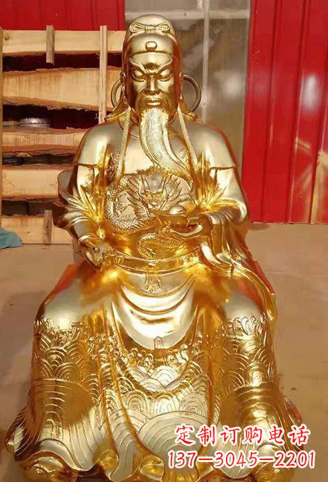 内江传承经典,漆金关公神像雕塑