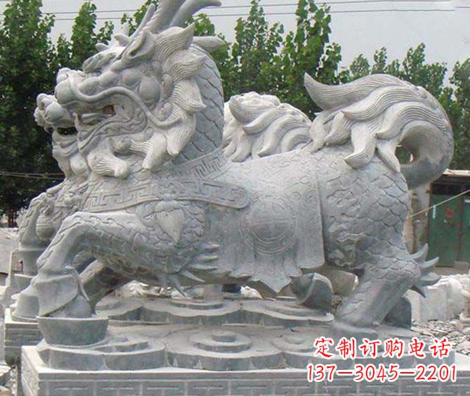 内江古典麒麟招财神兽石雕,传承古典非凡财富之美