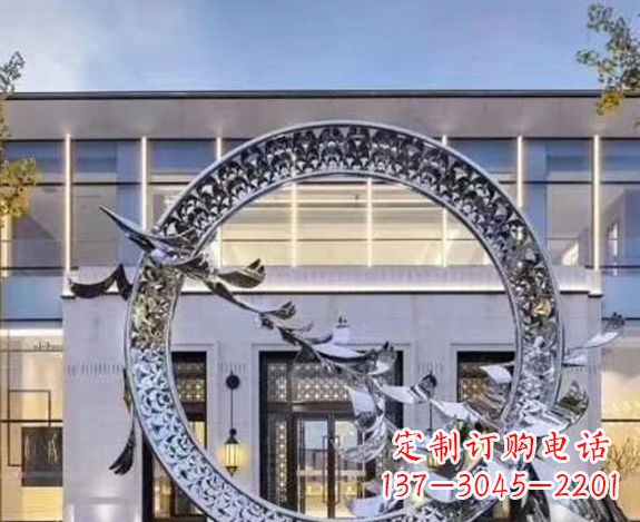 内江华丽大雁不锈钢圆环雕塑