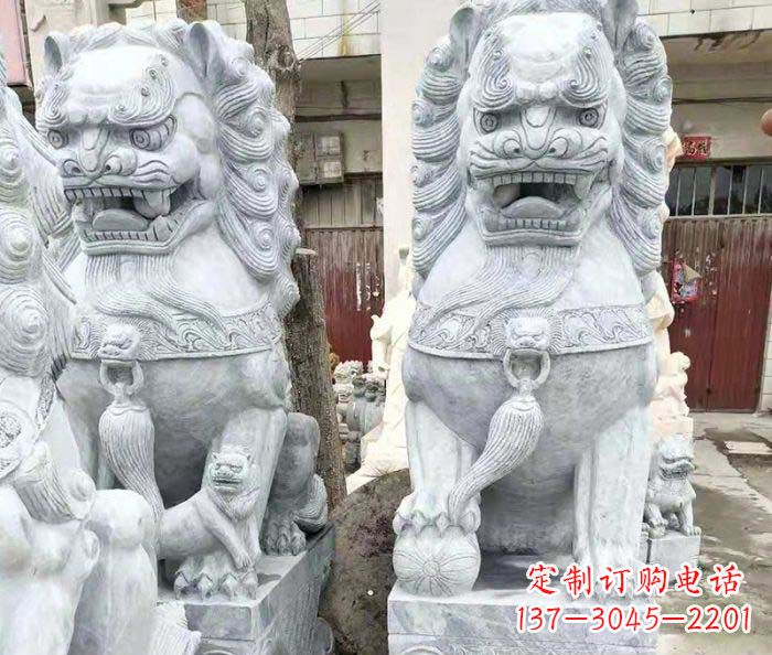 内江象征力量的大理石狮子石雕