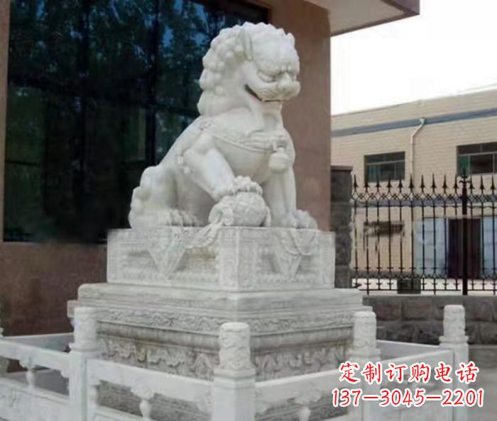 内江企业景观大理石狮子石雕 (10)