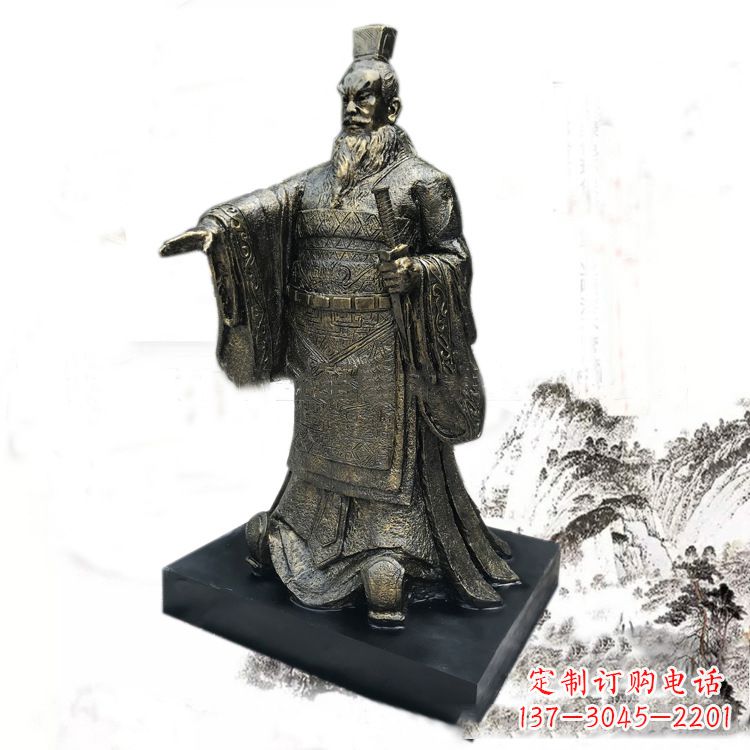 内江精美秦始皇玻璃钢仿铜雕塑