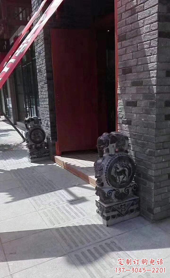 内江青石仿古大象门墩抱鼓石