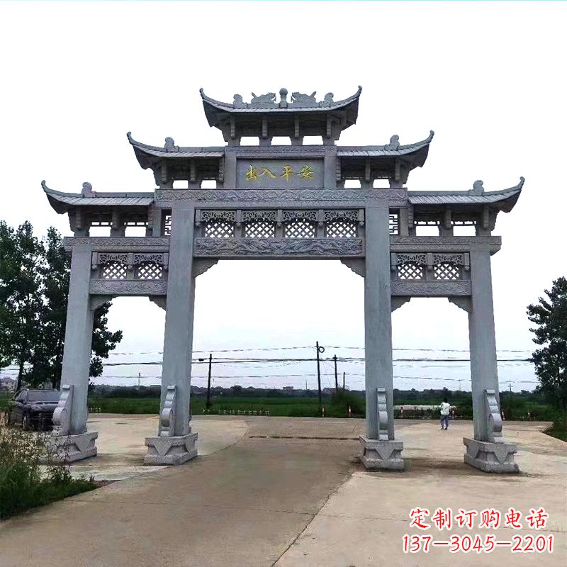 内江青石仿古农村牌坊雕塑
