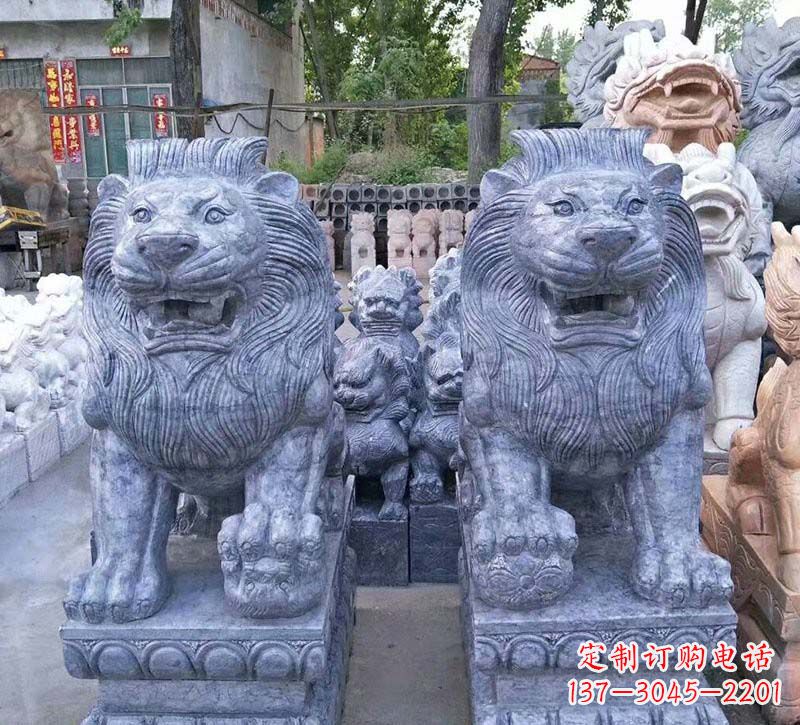 内江青石仿古西洋狮子石雕,典雅大气