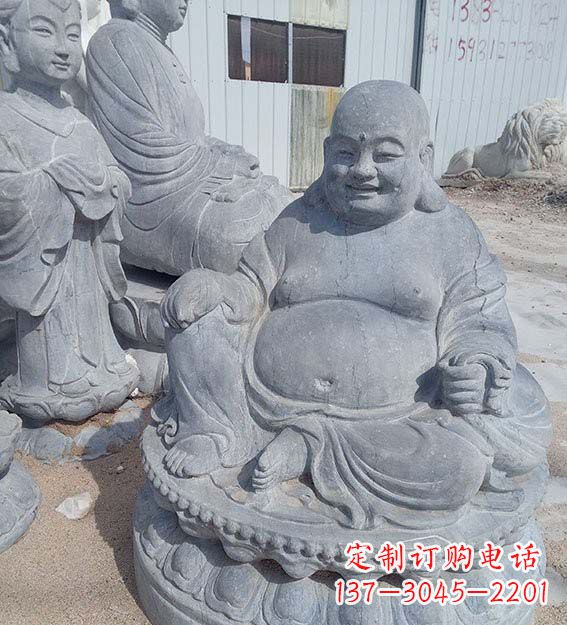内江青石仿古坐式弥勒佛雕塑
