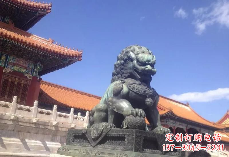 内江精致青铜狮子雕塑,表达荣耀之美