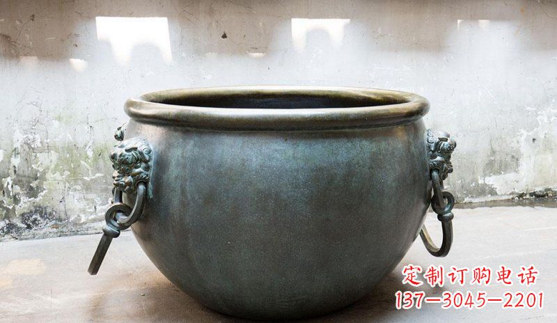 内江精美青铜水缸雕塑,赏心悦目