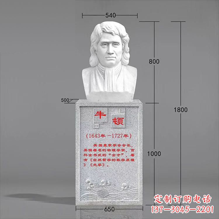 内江艺术精灵:牛顿汉白玉石头像雕塑