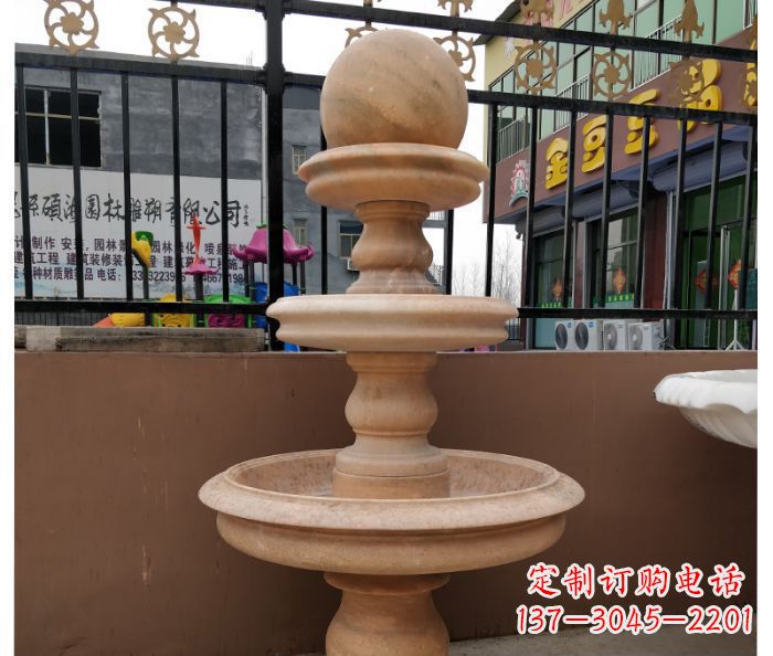 内江风水球石雕,晚霞红别墅装饰精品