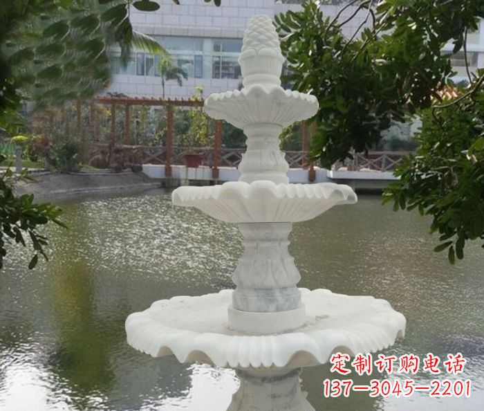 内江精致美观的三层喷泉汉白玉公园石雕