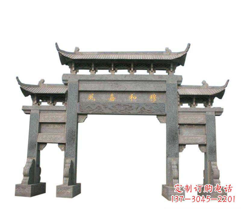 内江四门牌坊石雕:高端雕塑定制