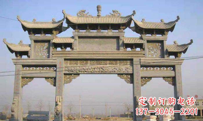 内江特色街角石雕牌坊精致典雅的装点
