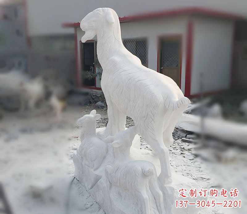 内江三羊开泰石雕动物摆件,让你的家中充满招财运