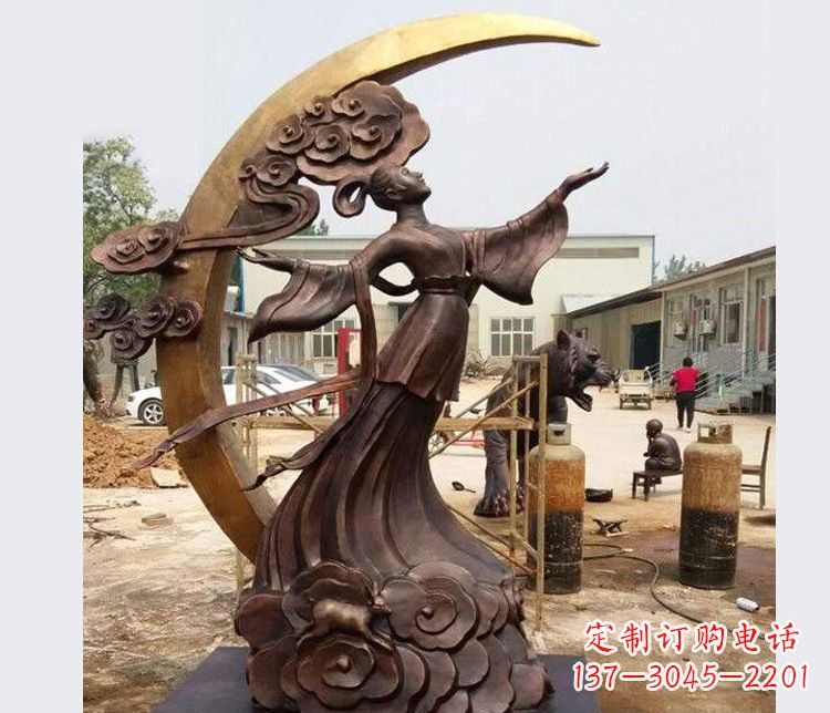 内江神话人物嫦娥奔月铜雕