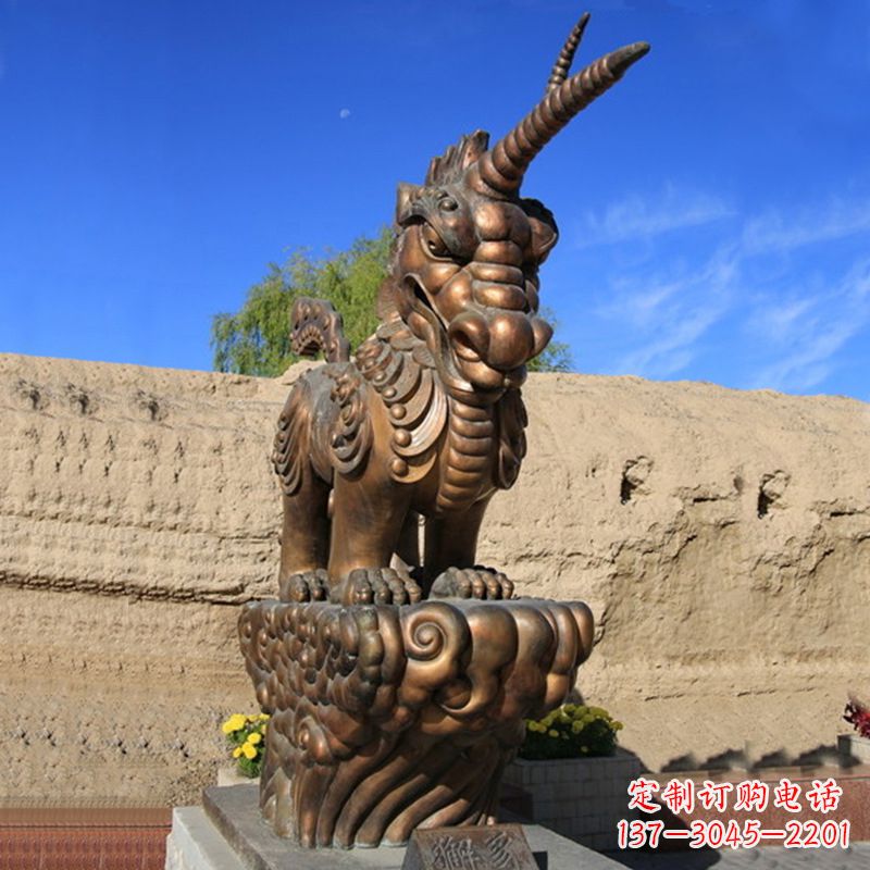 内江神兽獬豸古铜雕塑摆件