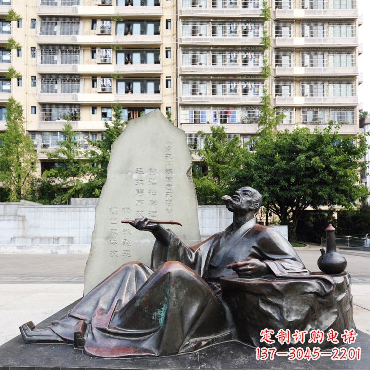 内江诗圣杜甫草堂雕像-小区园林历史名人中国古代诗人情景雕塑