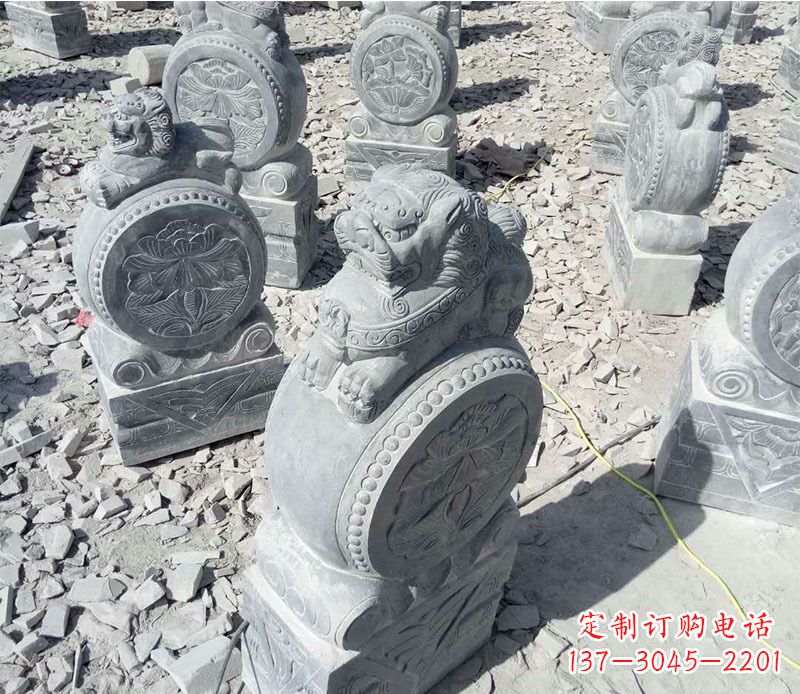 内江狮子抱鼓石招财门墩石雕,尊贵大气典雅